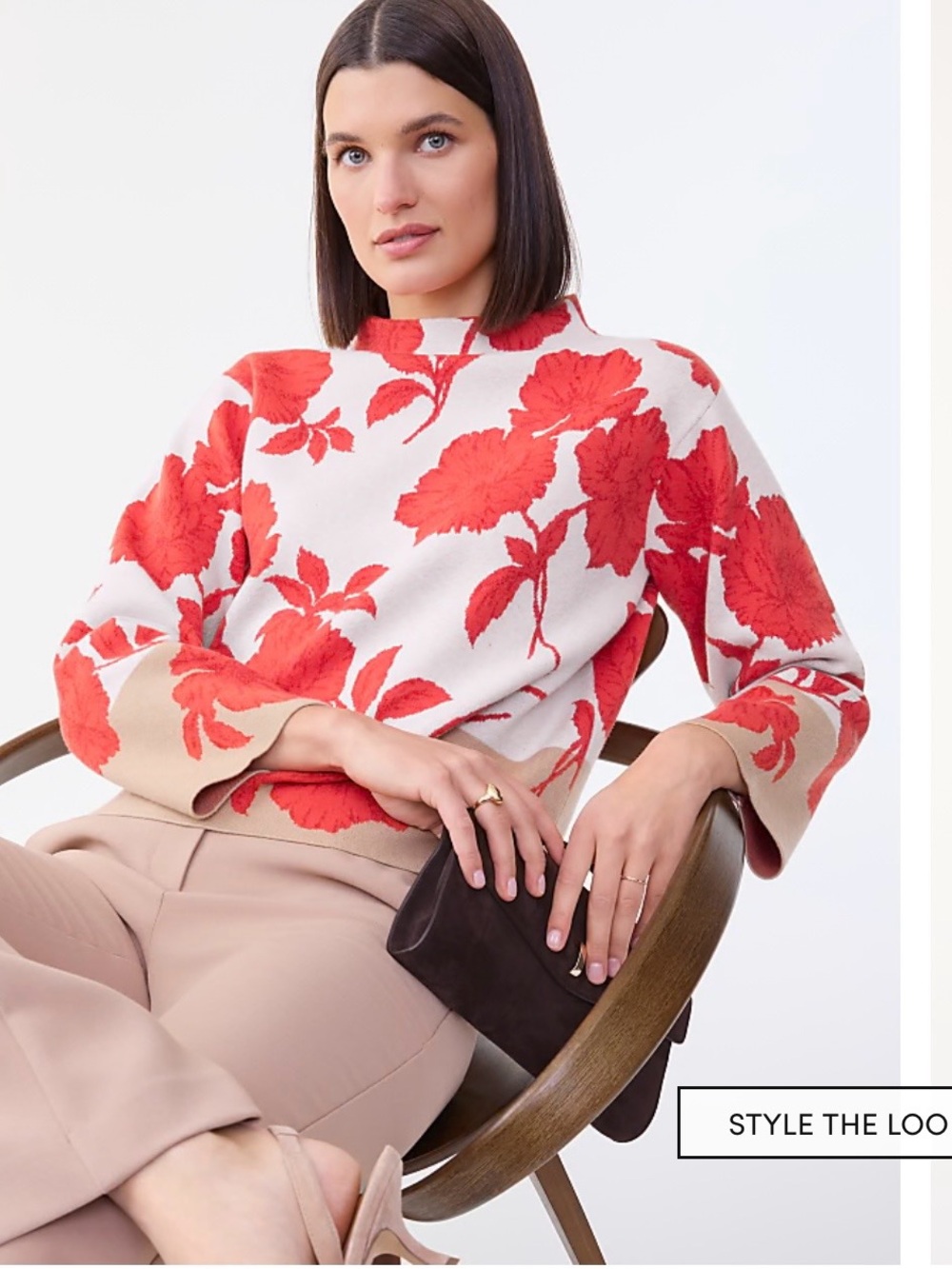 Ann Taylor Floral Jacquard Mock Neck Sweater — NWT